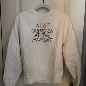 Cream Sweatshirt with Embroidered Text
